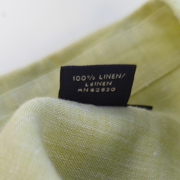 00260 Land's End Button Down Linen Shirt Lime Green 18W coastal grandma preppy - Picture 6 of 6